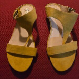 Size 7.5 lemon yellow suede sandals, Kenneth Cole Reaction.